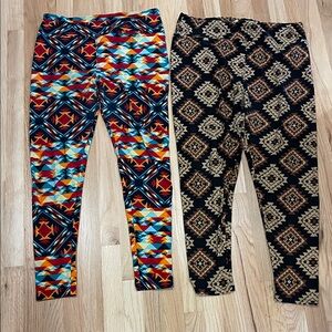 LuLaRoe Women's Leggings - Vibrant Multicolor and Brown Patterns